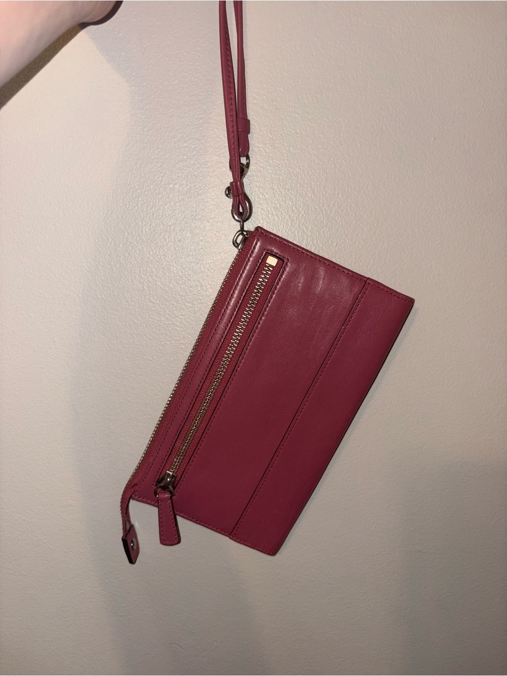 Coach Raspberry Leather Wristlet Clutch - Picture 2 of 4